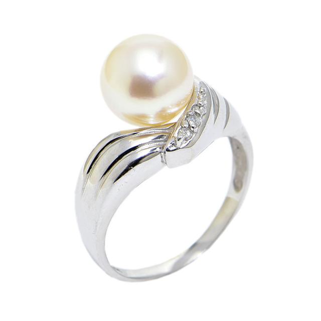 PT900 リング 12号 パール 約8mm ダイヤ 0.02 総重量約4.4g 中古 美