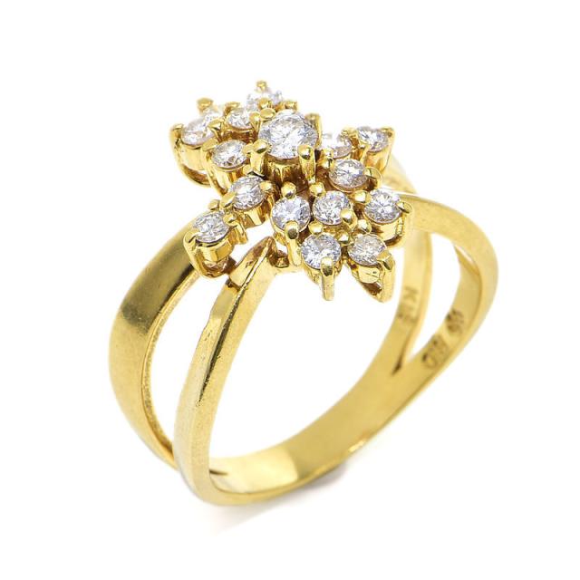 K18YG クロス ダイヤモンド リング ete K18YG クロスダイヤモンドリング