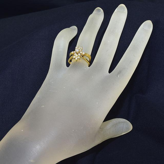 0.5ct天然ダイヤモンドリング 11.5号 K18YG Xモチーフ クロスリング