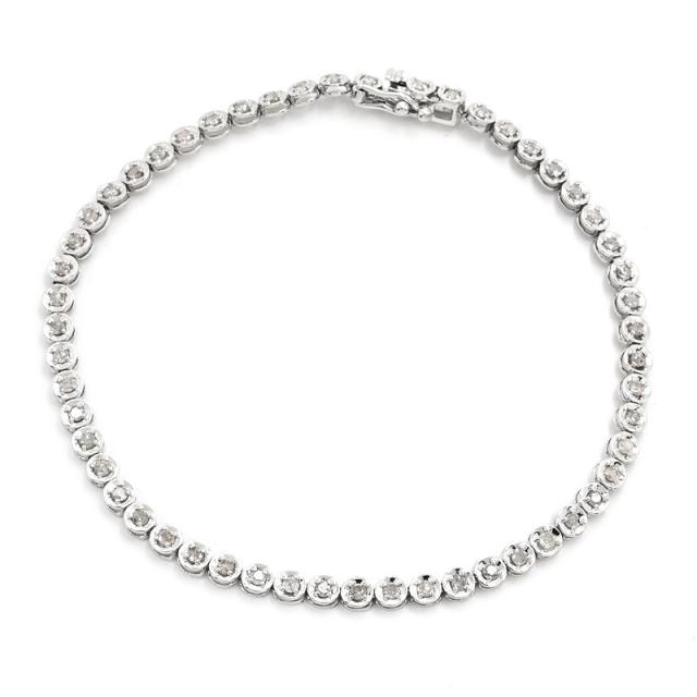 1.0ct天然ダイヤモンドブレスレット K18WG ダイヤテニスブレスレット