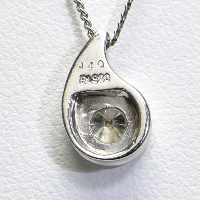0.4ct天然ダイヤモンドネックレス Pt900 Pt850 1粒ダイヤネックレス ベゼルセット 勾玉モチーフ まが玉 プラチナ 地金4.4g 中古 送料無料_2