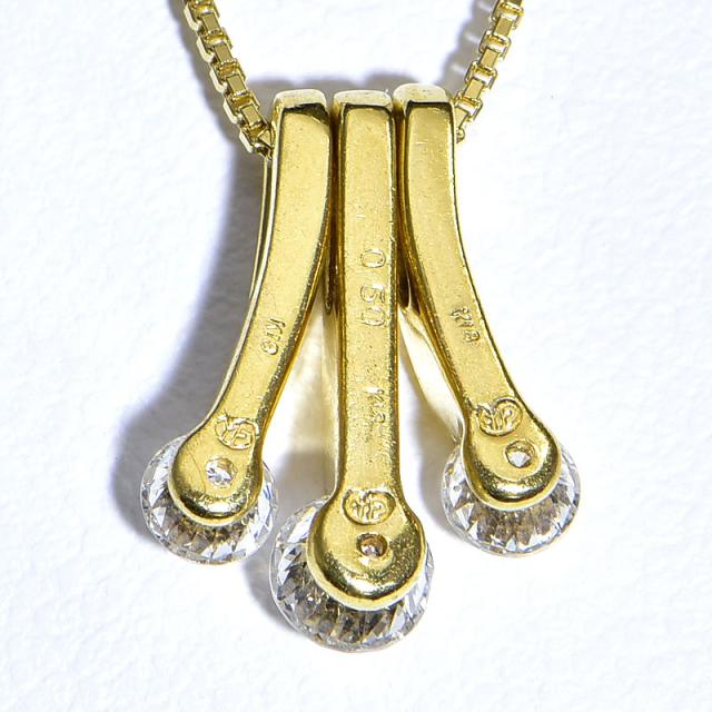 0.5ct天然ダイヤモンドネックレス K18YG 3Pダイヤネックレス 0.5ct天然ダイヤモンドネックレス K18YG 3Pダイヤネックレス