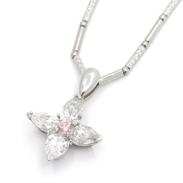 FancyLightPink/I1/0.143ct 天然ピンクダイヤモンドネックレス Pt900 Pt850 2.025ct天然ダイヤモンド プラチナ 地金11.7g 中古 送料無料