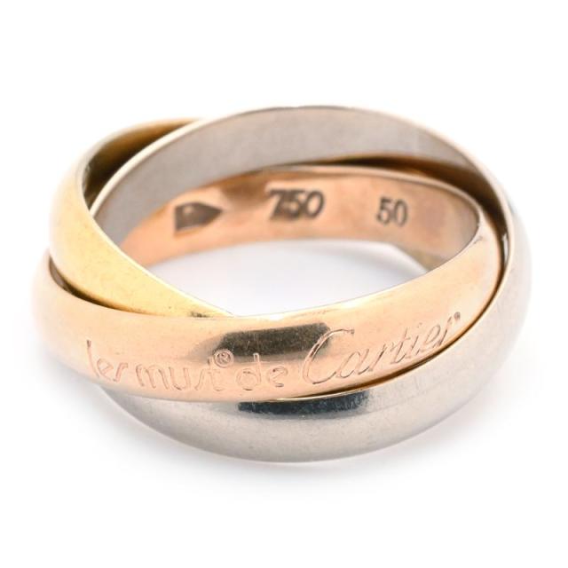 カルティエ トリニティリング クラシックモデル #50 9.5号 K18YG/WG/PG トリニティリングMM スリーカラーゴールド 地金8.1g 中古 送料無料