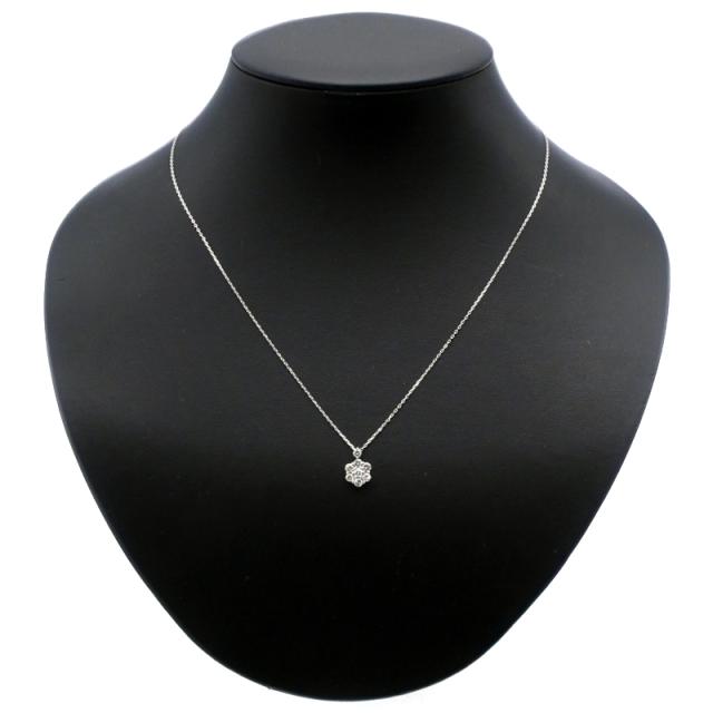 0.5ct天然ダイヤモンドネックレス Pt950 Pt850 ダイヤモンドペンダント フラワーモチーフネックレス プラチナ 地金2.5g 中古 送料無料_1