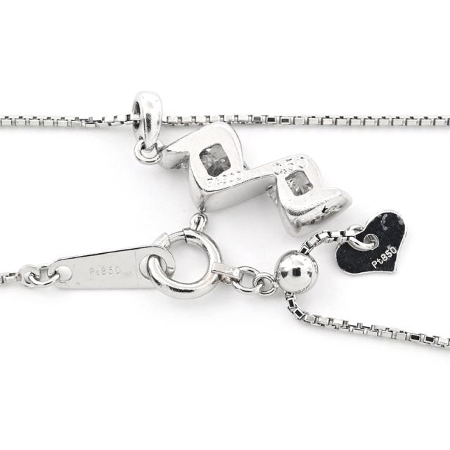 0.5ct天然ダイヤモンドネックレス Pt900 Pt850 2粒ダイヤネックレス プリンセスカット イナズマ カミナリ プラチナ 地金4.1g 中古 送料無料_2