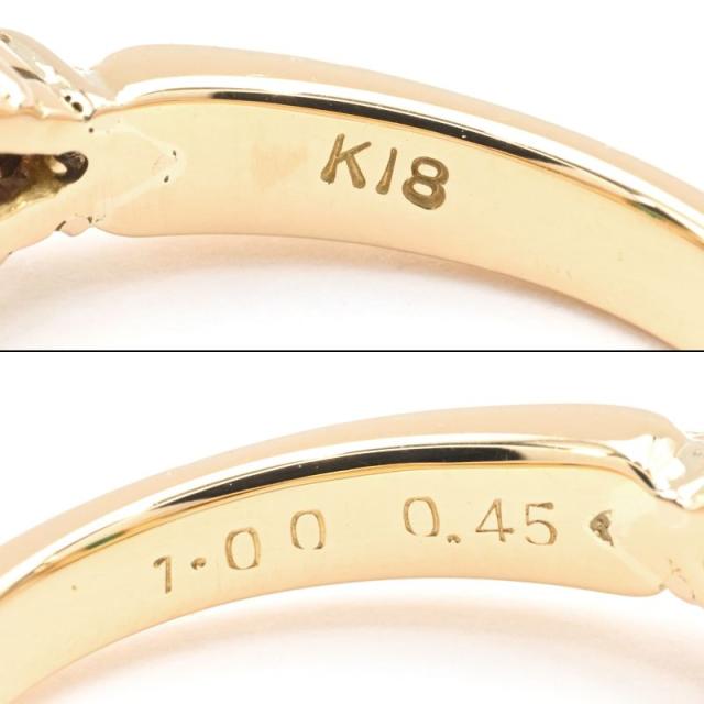 1.0ct天然エメラルドリング 9号 K18YG 0.45ct天然ダイヤモンド エメラルドカット バケットカット イエローゴールド 地金4.8g 中古 送料無料_2