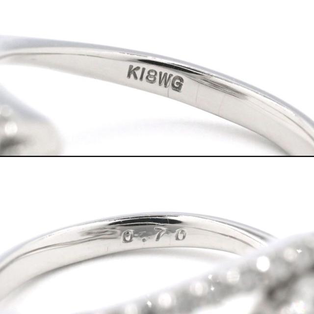 0.7ct天然ダイヤモンドリング 11.5号 K18WG フラワーモチーフ 重なり合う 交差デザイン 6弁花 ホワイトゴールド 地金3.1g 中古 送料無料_3