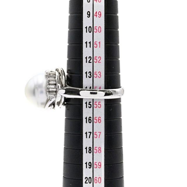 約11mm天然ブラックパールリング 14号 Pt900 0.18ct天然ダイヤモンド 一粒 1粒 南洋 真珠 シルバー プラチナ 地金約9g 中古 送料無料_4