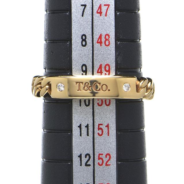 ティファニー マイクロリンク ダイヤモンドリング 9号 K18PG チェーンリング ロゴプレート 金無垢 ピンクゴールド 地金2.9g 中古 送料無料_2