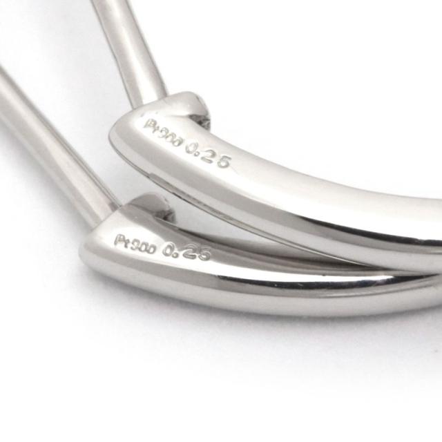 両耳合計0.50ct天然ダイヤモンドピアス Pt900 セミパヴェ ダイアモンド フープピアス サークル ラウンド プラチナ 地金4.1g 中古 送料無料_3