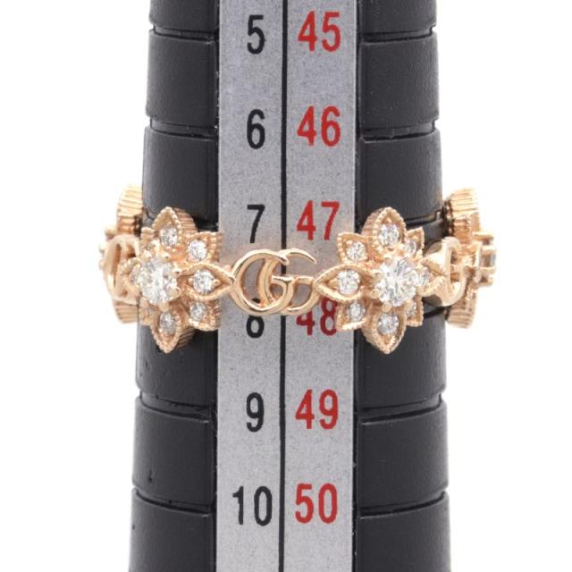 グッチ グッチフローラリング #8 実測7.5号 K18PG ダイヤリング GGロゴリング GGフローラ 仕上済 ピンクゴールド 地金2.9g 中古 送料無料_5