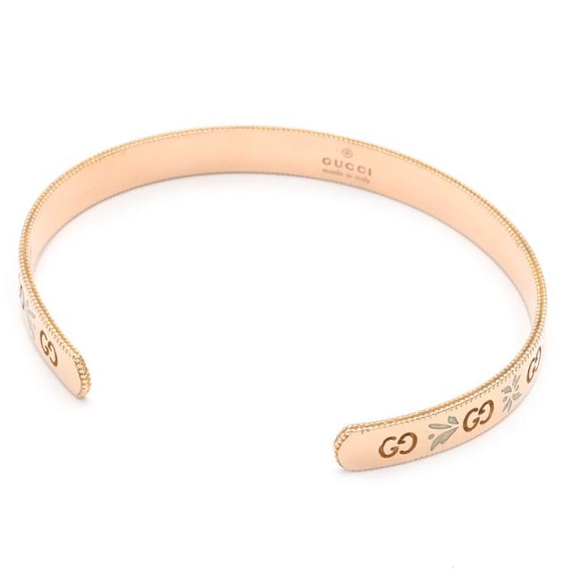グッチ アイコンブルーム バングル #16 K18PG GG フラワー リーフ 植物 アイコン ブレスレット ピンクゴールド 地金14.2g 中古 送料無料_2