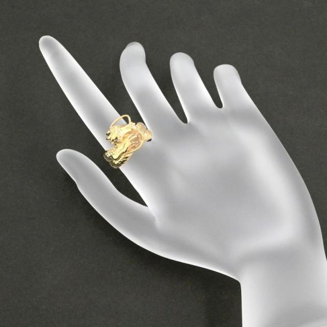 ドラゴンモチーフリング 10号 K18YG ダイヤモンドクォーツ ドラゴンリング 龍モチーフ 竜 18金 イエローゴールド 地金約6g 中古 送料無料_6
