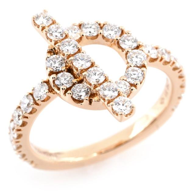 エルメス フィネス リング #51 11号 K18PG 0.83ct ダイヤモンド ダイヤ 18金 指輪 トグルクラスプ ピンクゴールド 地金3.1g 中古 送料無料
