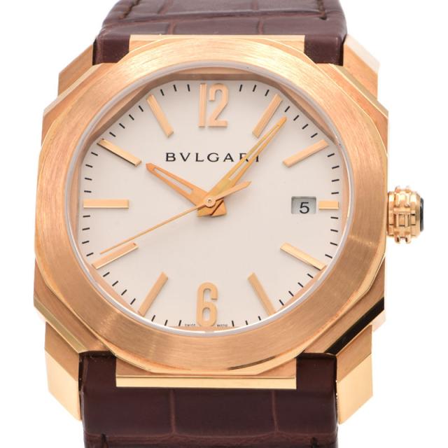 [3年保証] ブルガリ メンズ オクト ソロテンポ BGOP38WGLD BGOP38G K18PG 裏スケ デイト ホワイト 革ベルト 自動巻き 腕時計 中古 送料無料の通販は 558,800円