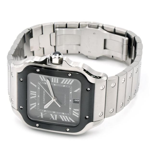 [3年保証] カルティエ メンズ サントスドゥカルティエウォッチLM WSSA0037 サントスLM カレンダー グレー 自動巻き 腕時計 中古 送料無料の通販は