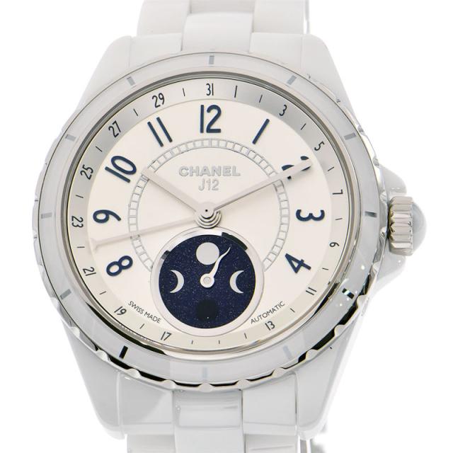 [3年保証] シャネル メンズ J12 ファーズドゥリュヌ H3404 ホワイト セラミック ムーンフェイズ カレンダー 自動巻き 腕時計 中古 送料無料の通販は 237,600円