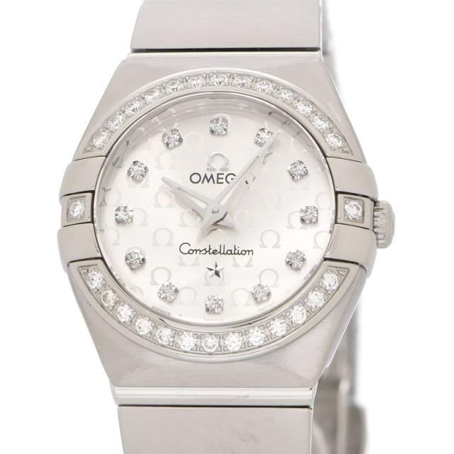 [3年保証] オメガ レディース コンステレーション 24MM 123.15.24.60.52.001 ダイヤベゼル シルバー文字盤 クオーツ 腕時計 中古 送料無料