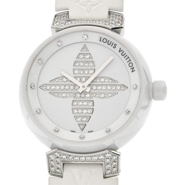 [3年保証] ルイヴィトン レディース タンブールフォーエバー Q13M4 ダイヤインデックス ホワイトセラミック クオーツ 腕時計 中古 送料無料の通販は