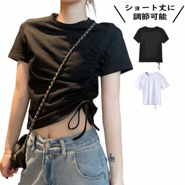 Tシャツ レディース ショート【白 ホワイト】クロップド丈 トップス