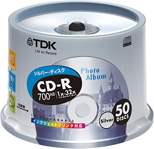 TDK CD-Rデータ用 32倍速対応シルバープリンタブル ポットケース入り50枚パック [CD-R80ESX50PS] 6,016円