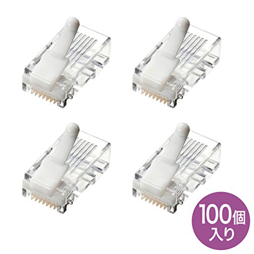 サンワサプライ ツメ折れ防止カテゴリ5eRJ-45コネクタ 100個入り ADT-RJ45TS-100