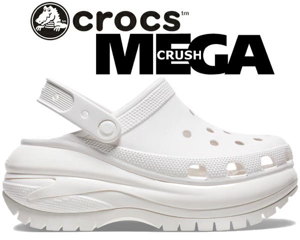 crocs CLASSIC MEGA CRUSH CLOG WHITE 207988-100 厚底