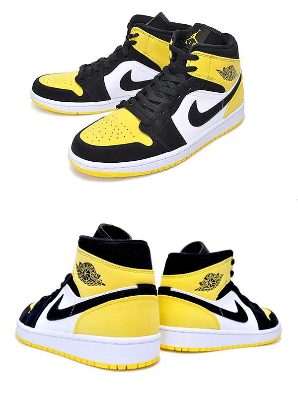 black and yellow mid jordan 1s