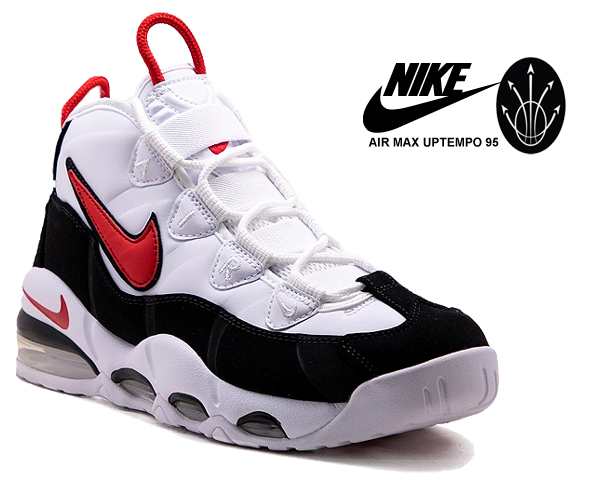 nike air max uptempo 95 white black red