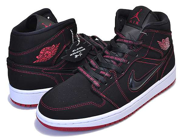 jordan 1 mid fearless black and red