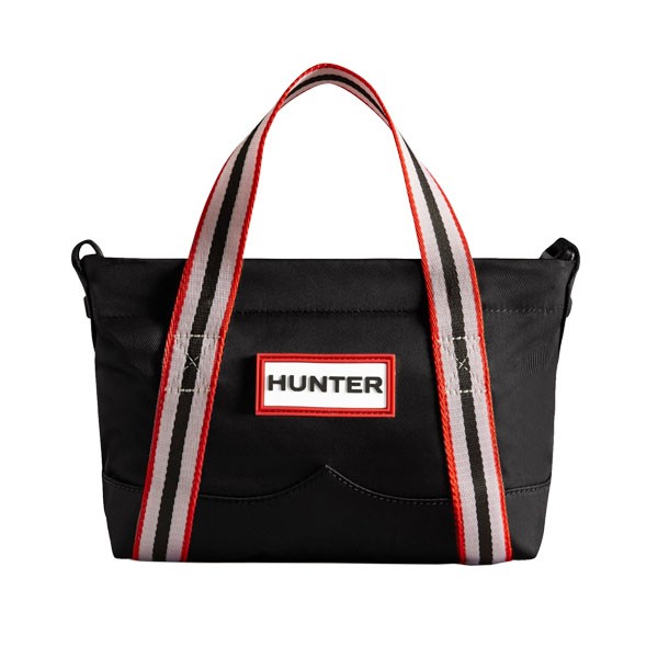 【ハンター ナイロン ミニ トップ クリップ トート バッグ】HUNTER NYLON TOPCLIP TOTE MINI BLACK/RED  STRIPE ubs1203kbm-brw ブラック ｜au PAY マーケット