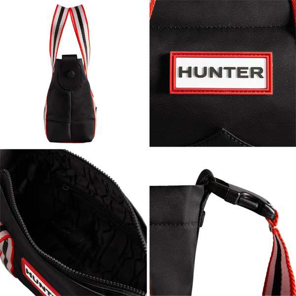 【ハンター ナイロン ミニ トップ クリップ トート バッグ】HUNTER NYLON TOPCLIP TOTE MINI BLACK/RED  STRIPE ubs1203kbm-brw ブラック ｜au PAY マーケット