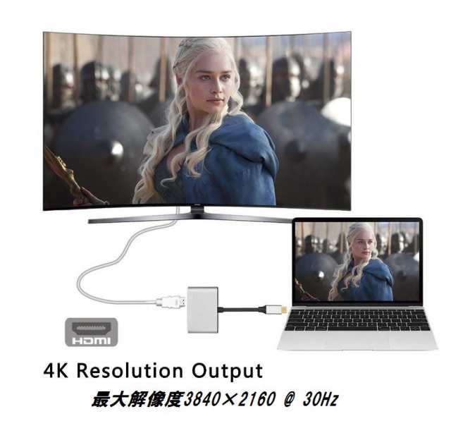 超便利 ４k解像度 Usb C Hdmi Vga 変換 同時表示も可能 映像出力ケーブル ハブの通販はau Pay マーケット グローバルビジネス