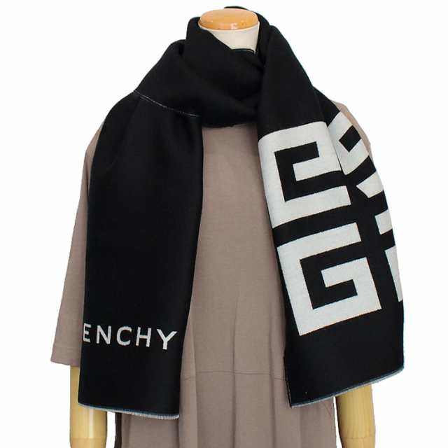 ジバンシー マフラー シルク混 ウール ロゴ 4Gモチーフ GIVENCHY 20代