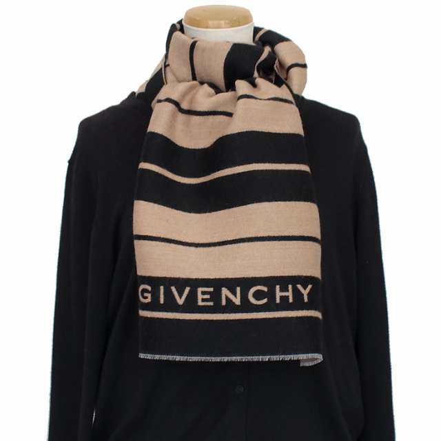 ジバンシー マフラー ウール混 ロゴ ボーダー柄 GIVENCHY 20代 30代 40