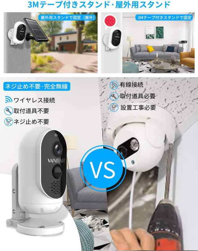 21最新型 防犯カメラ Wifi 500万画素 屋外 屋内対応 ワイヤレス Sdカード録画 留守 ペットカメラ 監視カメラ ソーラー Usb充電対応防犯の通販はau Pay マーケット ココパwowma 店