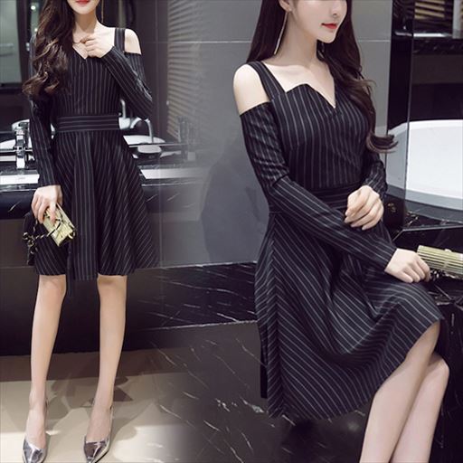 ワンピース ストライプ ワンオフショルダー レディース ミニワンピース フレアスカート ひざ丈 ショート丈 フェミニン 人気 売れ筋 シンの通販はau Pay マーケット 31rabbit Au Wowma 店