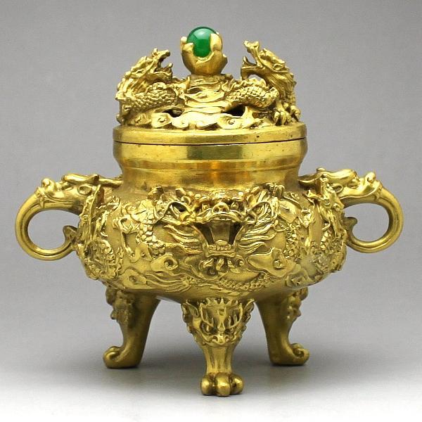 風水グッズ 銅製 風水 九頭龍 香炉 ( 小 ) 風水 龍 置物 開運祈願 金運