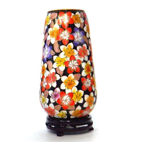 七宝焼紅色花瓶花柄 台座付 七宝焼 工芸品 中国花瓶 レトロ柄 花瓶 おしゃれ 陶器  インテリア小物 置物 花器 風水 2026  送料無料