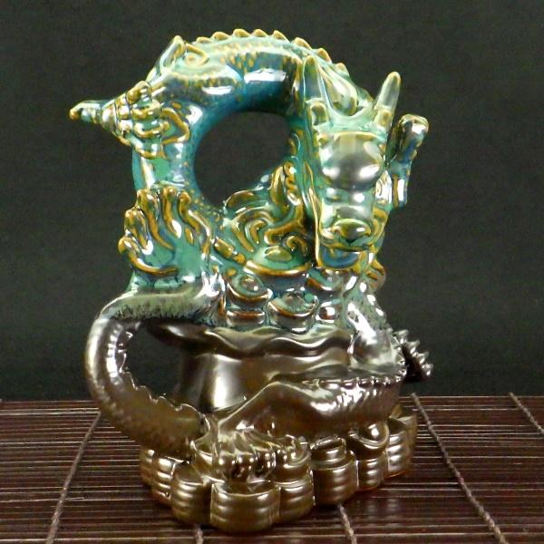 倒流香炉 香炉 龍 陶器 逆流香炉 お香セット お香アロマ お香 浄化 龍の置物 龍神 龍神様 風水置物 風水グッズ 風水インテリア 開運グッズ 風水 2026 (招財福煙青龍倒流香炉 倒流香付) 送料無料_6