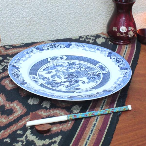 中国 景徳鎮製 お皿 引越しのため 売り尽くす 送料無料 景徳鎮 青花皿 ( 大 ) 2枚セット 中華 食器 プレート