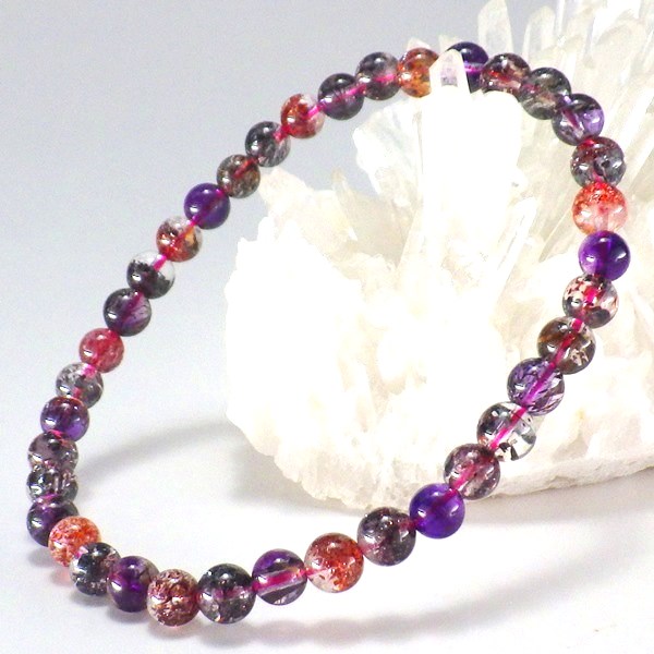 パワーストーン ブレスレット 天然石 AAAA級スーパーセブン ブレスレット 5mm 天然石アクセサリー 天然石ブレスレット 全体運 クリスタル 水晶 鉱物 金運祈願 浄化 愛 仕事運の通販は