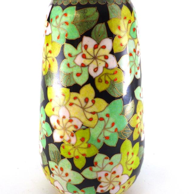 美術七宝焼』 花瓶 緑牡丹 壺 陶磁器 花柄 【公式通販】