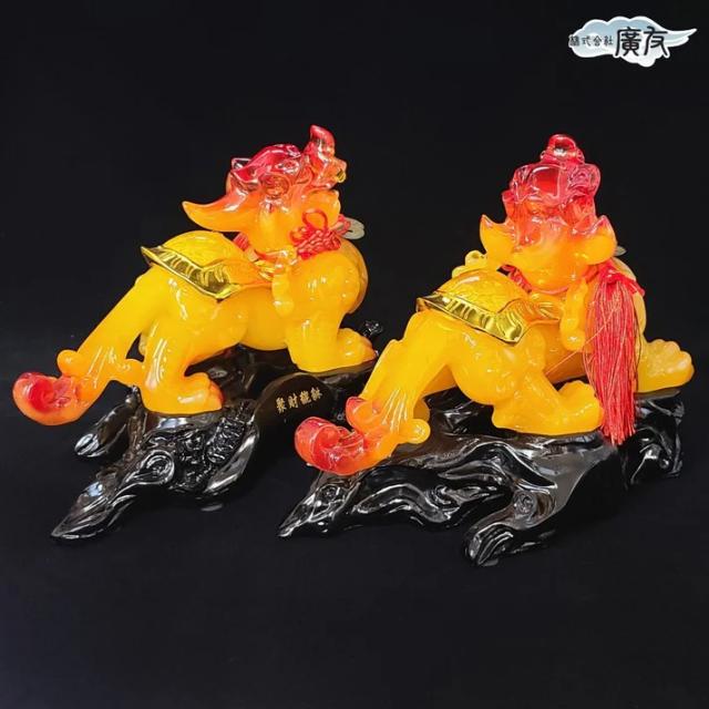 貔貅 ヒキュウ 金運 置物 金運アップグッズ 風水 風水置物 風水インテリア 風水グッズ 宝くじ 2026 (瑠璃招財避邪貔貅ヒキュウ一対特大黄 中国結 五帝古銭付き) 送料無料_7