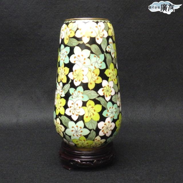 送料無料 七宝焼緑彩花瓶大 花柄 七宝焼 工芸品 中国花瓶 レトロ柄 花瓶 おしゃれ 陶器  インテリア小物 置物 花器 風水 2025