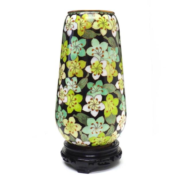 美術七宝焼』 花瓶 緑牡丹 壺 陶磁器 花柄 【公式通販】