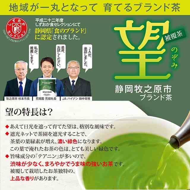 天然石ターコイズ 【100gx4袋セット】静岡県牧之原市ブランド茶「望」 通販 牧之原市ブランド茶 望 金印 静岡産 緑茶 煎茶