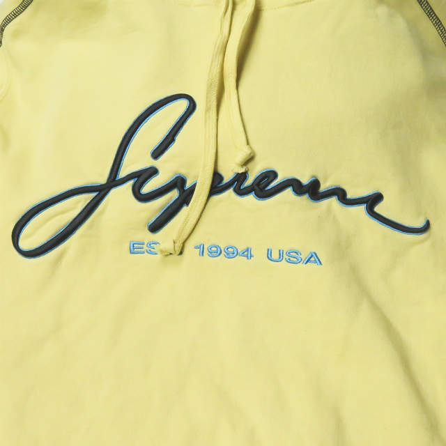 Supreme シュプリーム 19SS Contrast Embroidered Hooded Sweatshirt コントラストロゴ刺繍 スウェットプルオーバーパーカー M Yellow_5