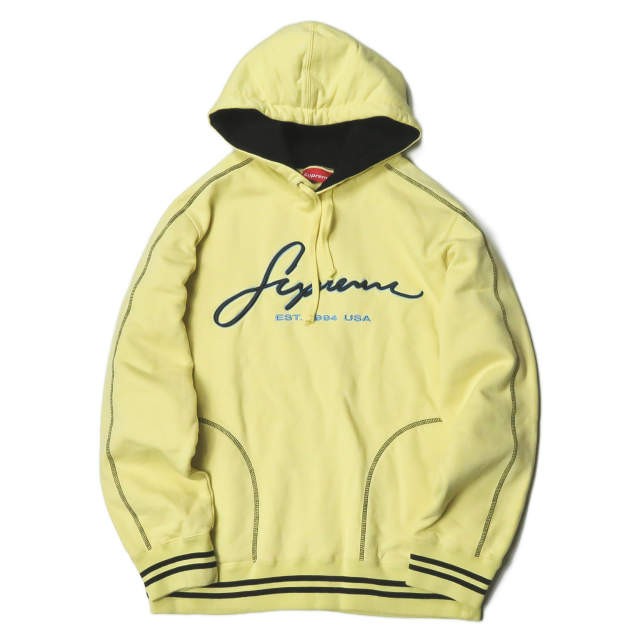 Supreme シュプリーム 19SS Contrast Embroidered Hooded Sweatshirt コントラストロゴ刺繍  スウェットプルオーバーパーカー M Pale Yell｜au PAY マーケット